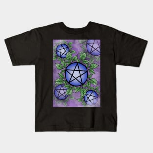 Purple Pentagrams Kids T-Shirt